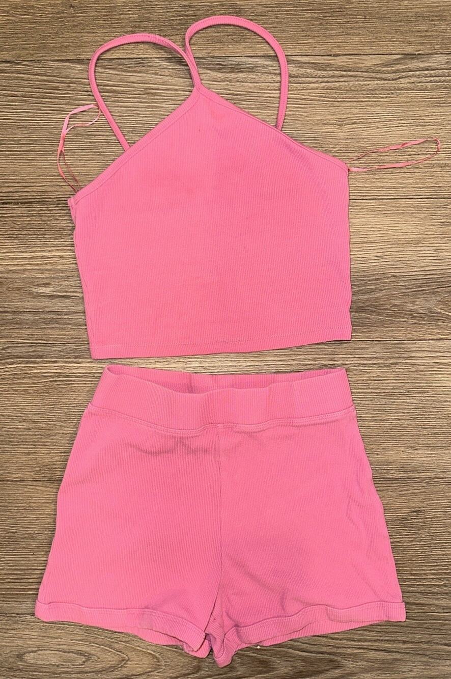 Zara Tank Top And Shorts Two Piece Set Pink Women’s Shorts Size Small Top Medium